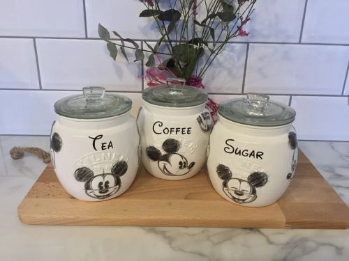 Mickey Disney Tea Coffee Sugar Jars in Black & White