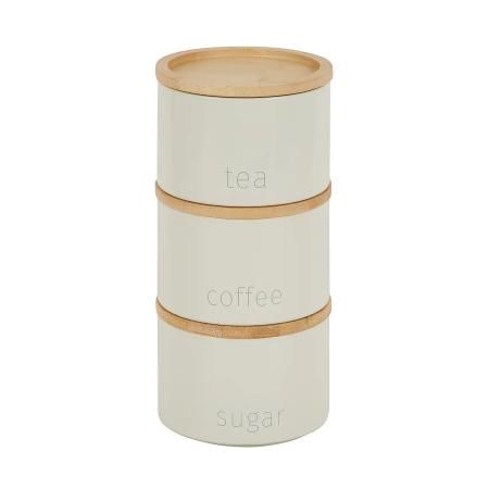 Stackable Tea Coffee Sugar Jars in Cream