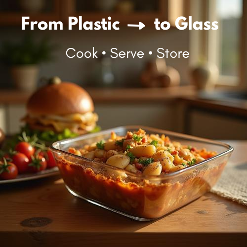 image of delicious meal on dining table that has been cooked served and stored in a glass container
